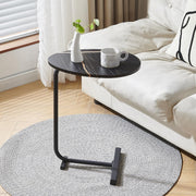 Black C-Shaped Side Table – Slim Sofa Snack Table with Modern Metal Frame