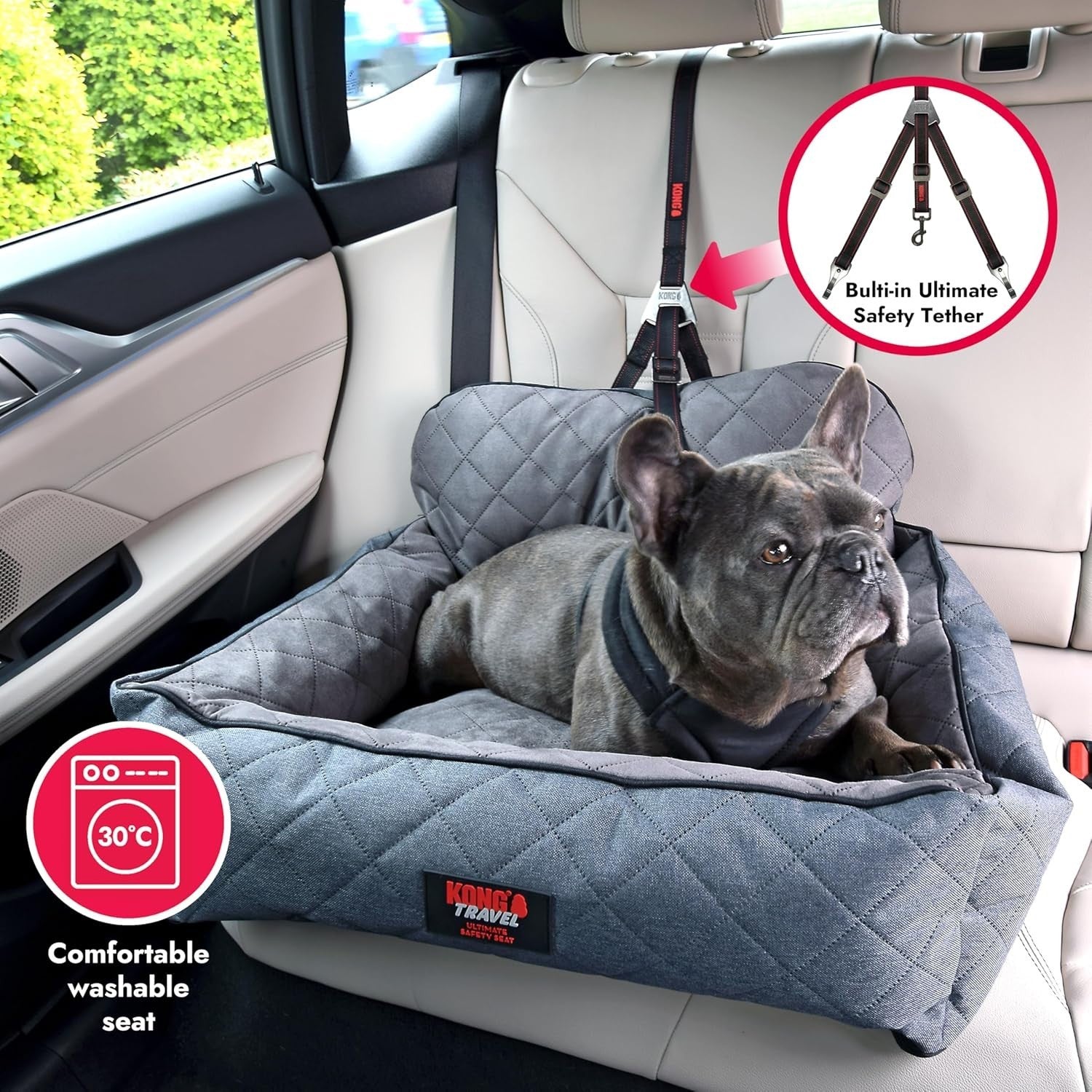 Dog Car Seat Safety Tether Travel Bed ISOFIX Pet Booster Medium