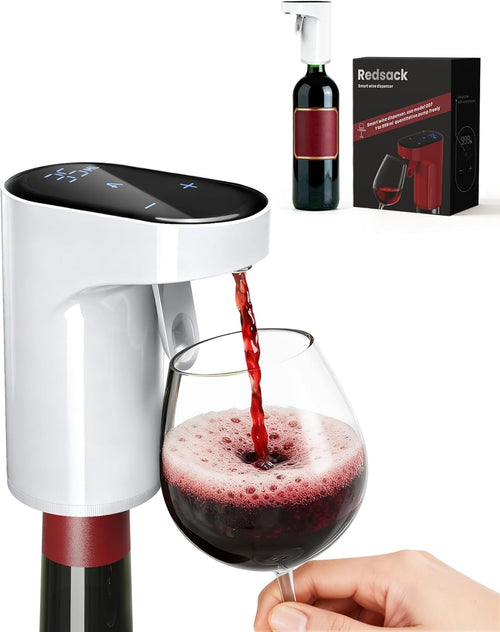 5-in-1 Electric Wine Aerator Dispenser White USB Recharge Smart Adjustable 990ml