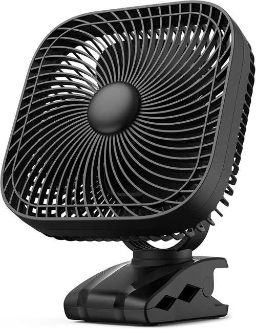 8" Rechargeable Clip-on Fan – 20000mAh Quiet 4Speed Portable Fan Black LED Light