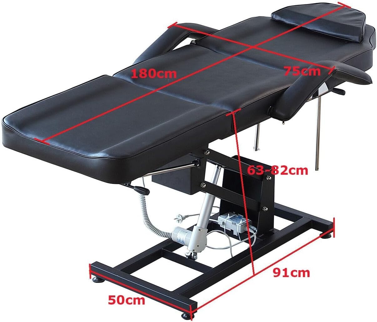 Electric 3-Section Beauty Massage Bed Adjustable Therapy Chair w/ Stool White