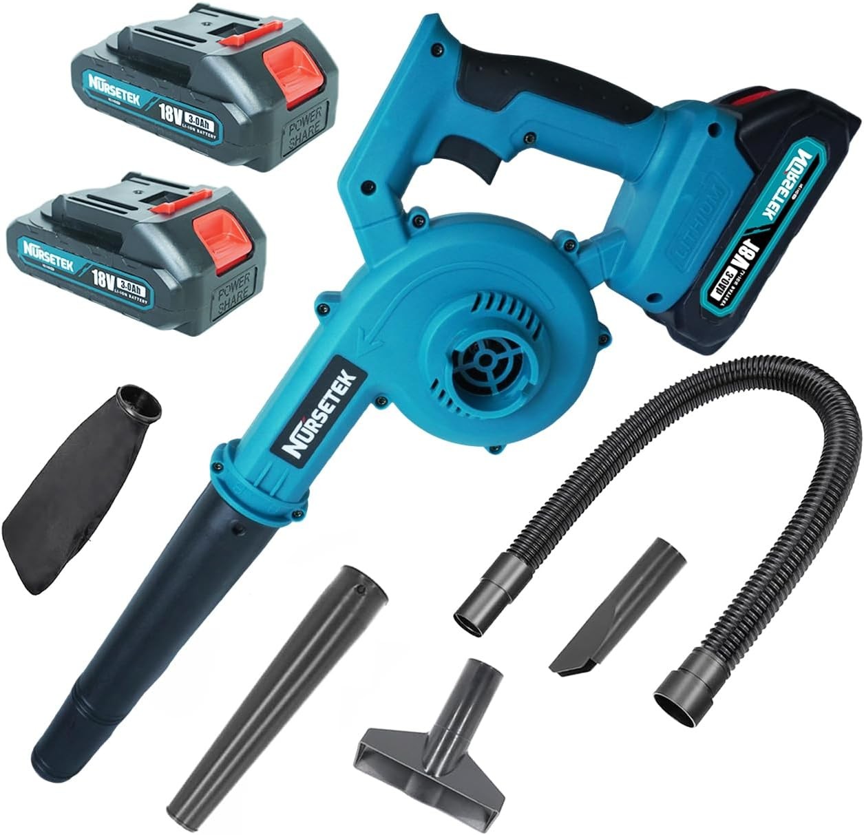 Cordless Leaf Blower Vacuum 18V Twin Battery Garden Patio Car Cleaner
