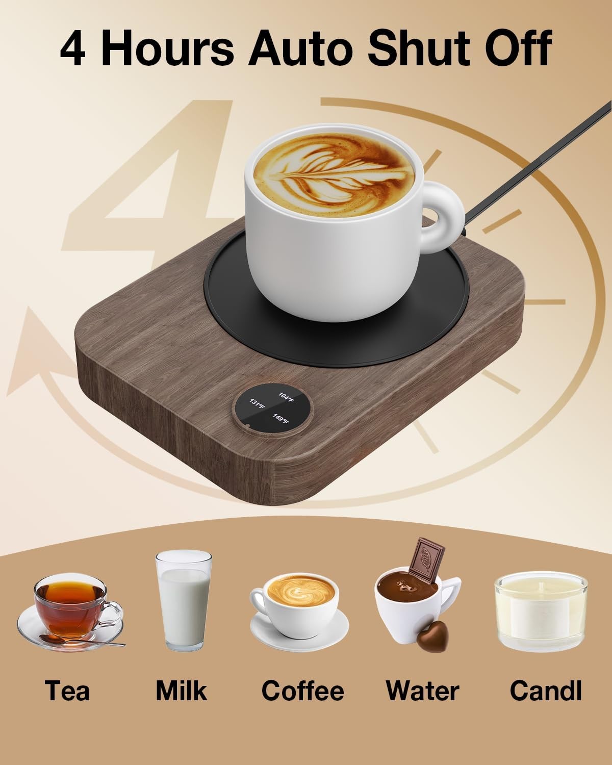 Coffee Mug Warmer 3 Temp Auto Shut Off Desk Heater UK Plug
