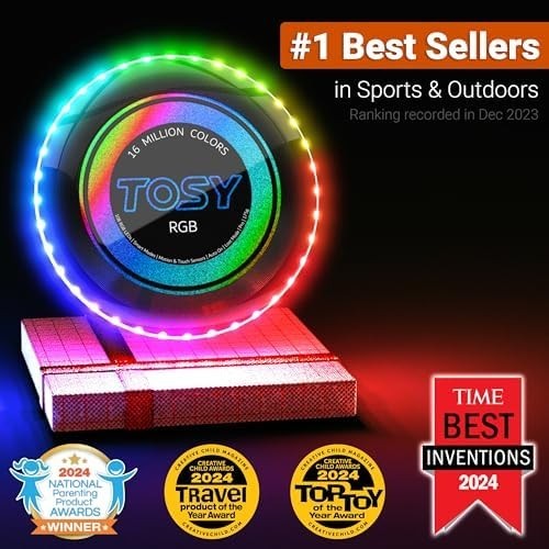 TOSY LED Flying Disc | Rechargeable Smart Toy, Waterproof, Motion Sensors