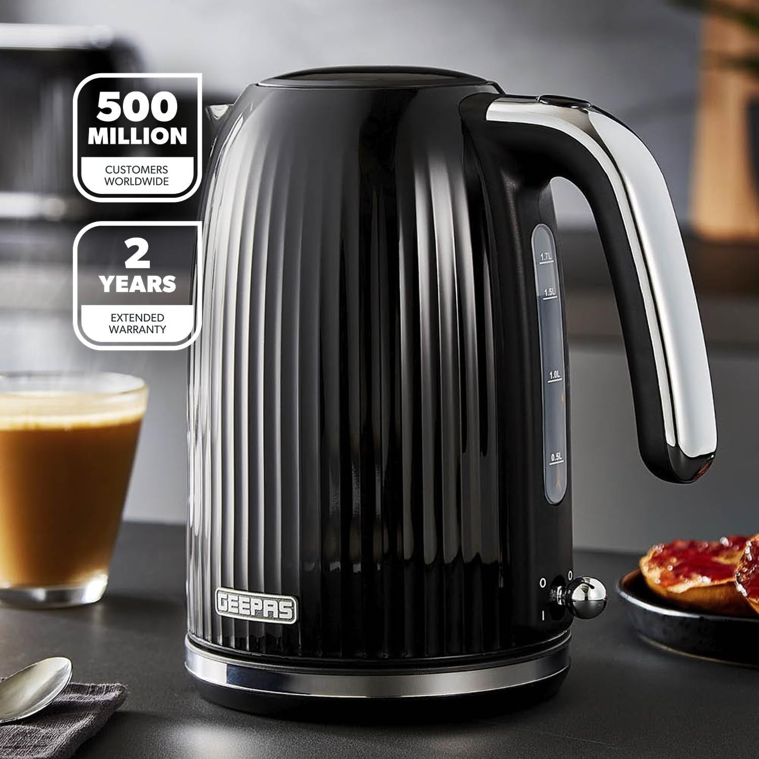 Kitchen Breakfast Set 3pc | 1.5L Coffee Maker + 1.7L Fast Boil Kettle
