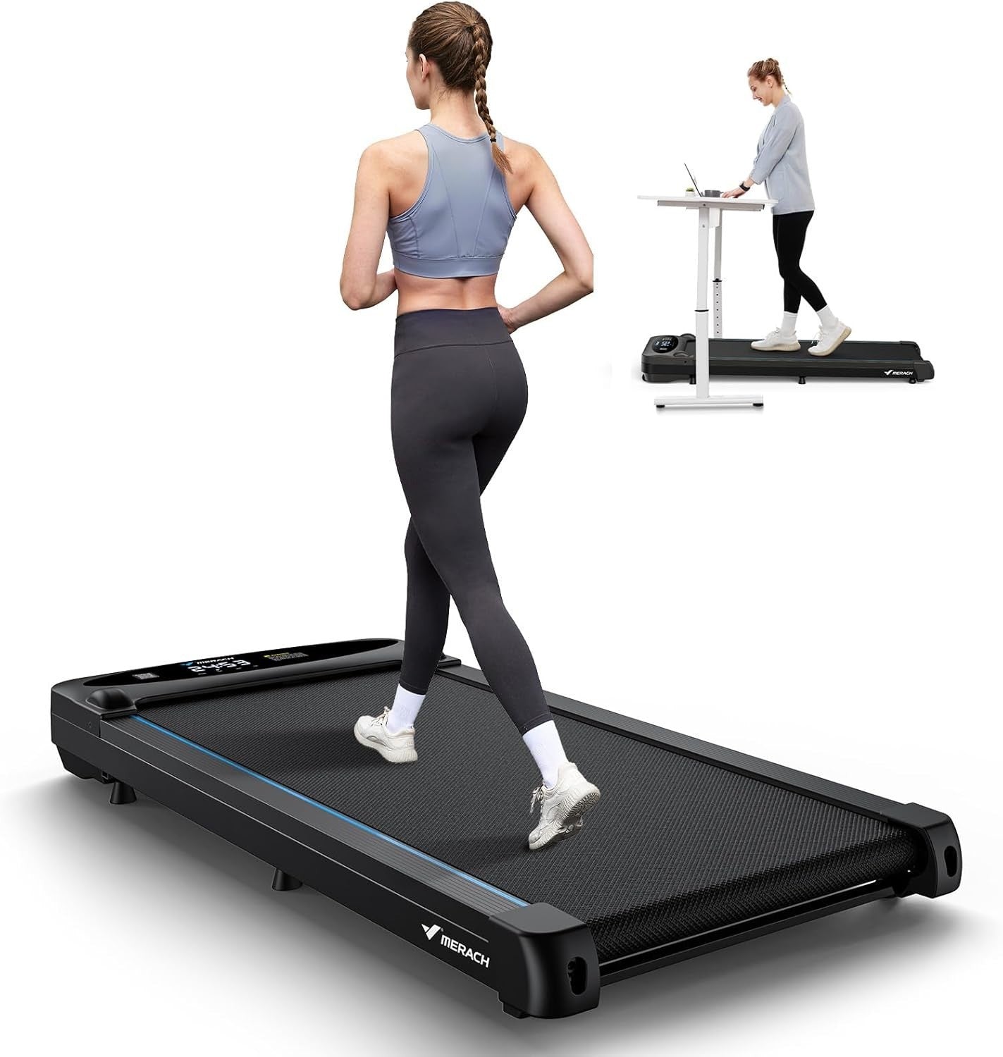 Under Desk Walking Treadmill 0-9% Incline Quiet Home Office Gym