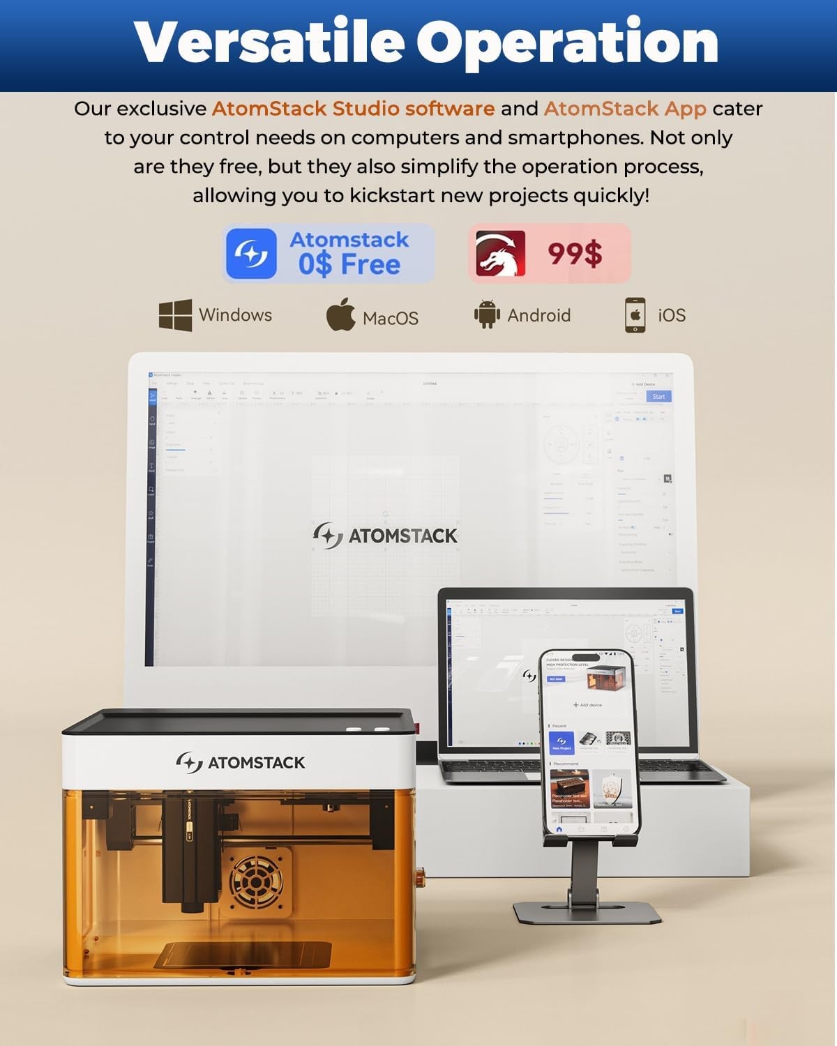 Enclosed Laser Engraver 5W Desktop Cutter 110×110mm Wood Leather DIY