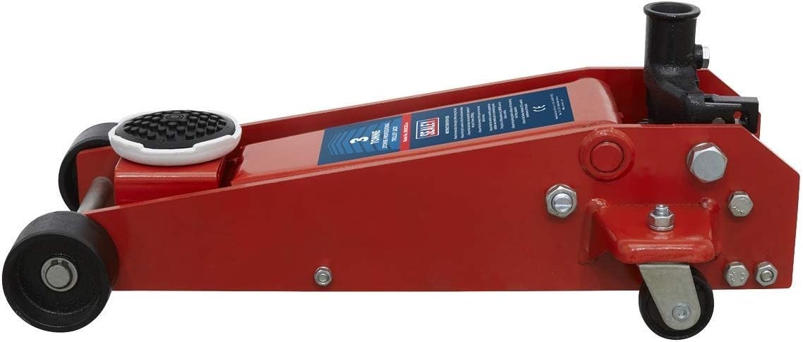 3 Ton Hydraulic Trolley Jack Heavy Duty 140–380mm Standard Chassis Red