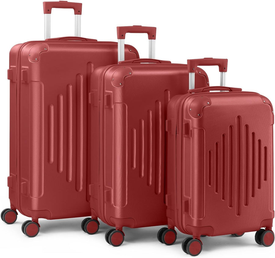 3 Piece ABS Hard Suitcase Set Lightweight Spinner Trolley Cases 20 24 28