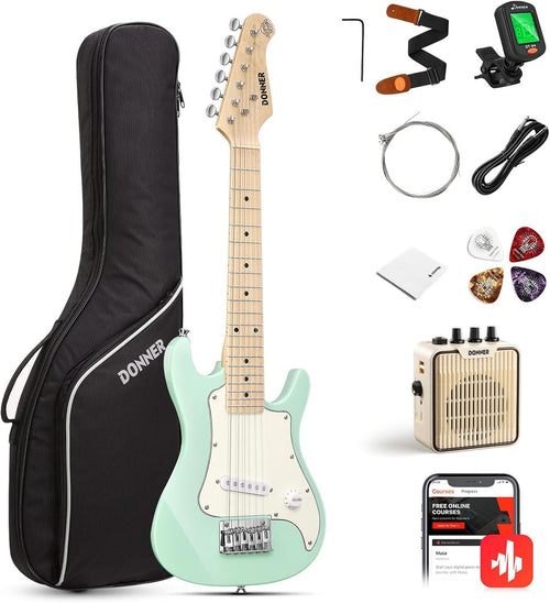 30 Inch Kids Electric Guitar Starter Kit Amp Tuner Bag Mint Green