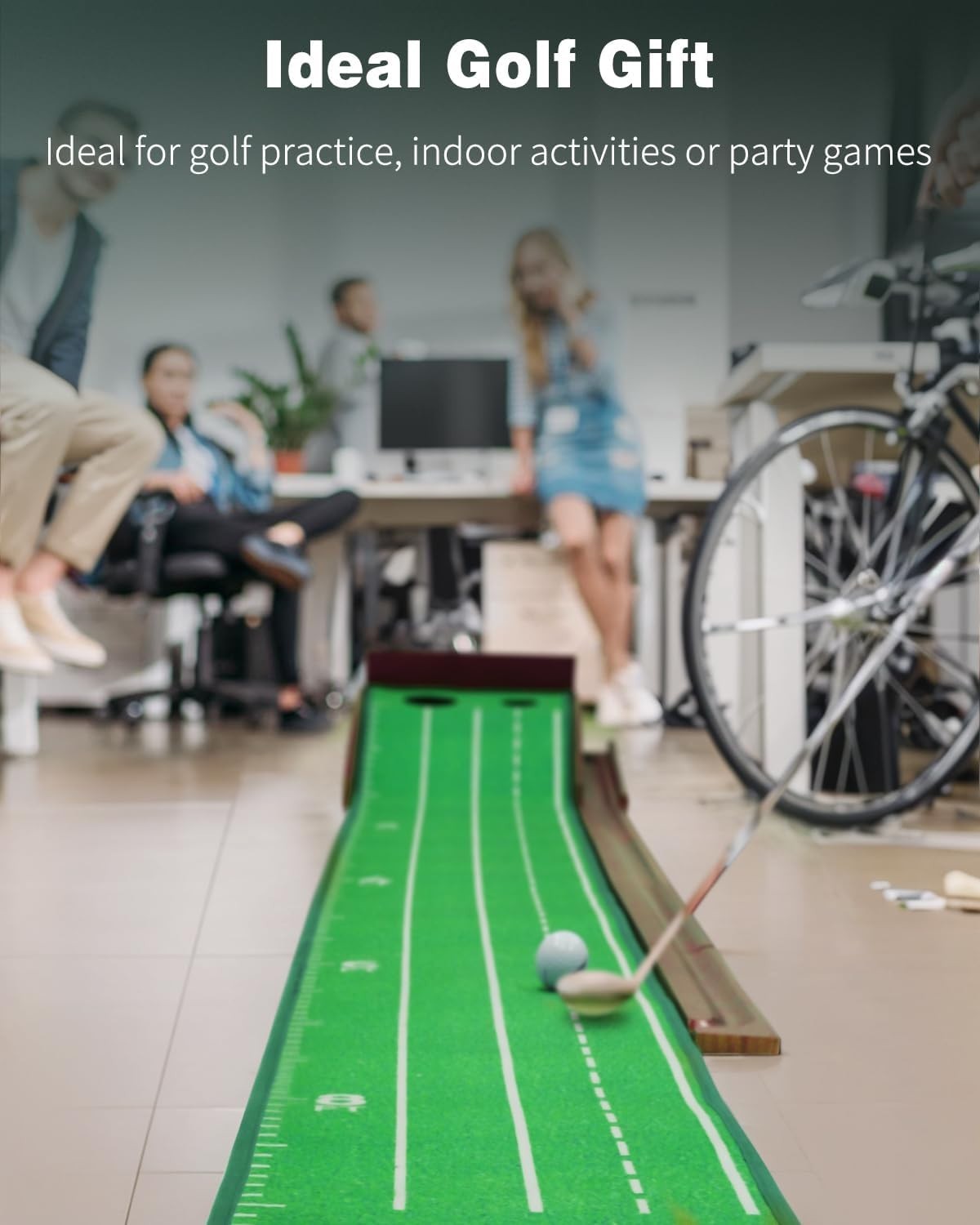 Indoor Golf Putting Green Mat Auto Ball Return 9ft Practice Trainer