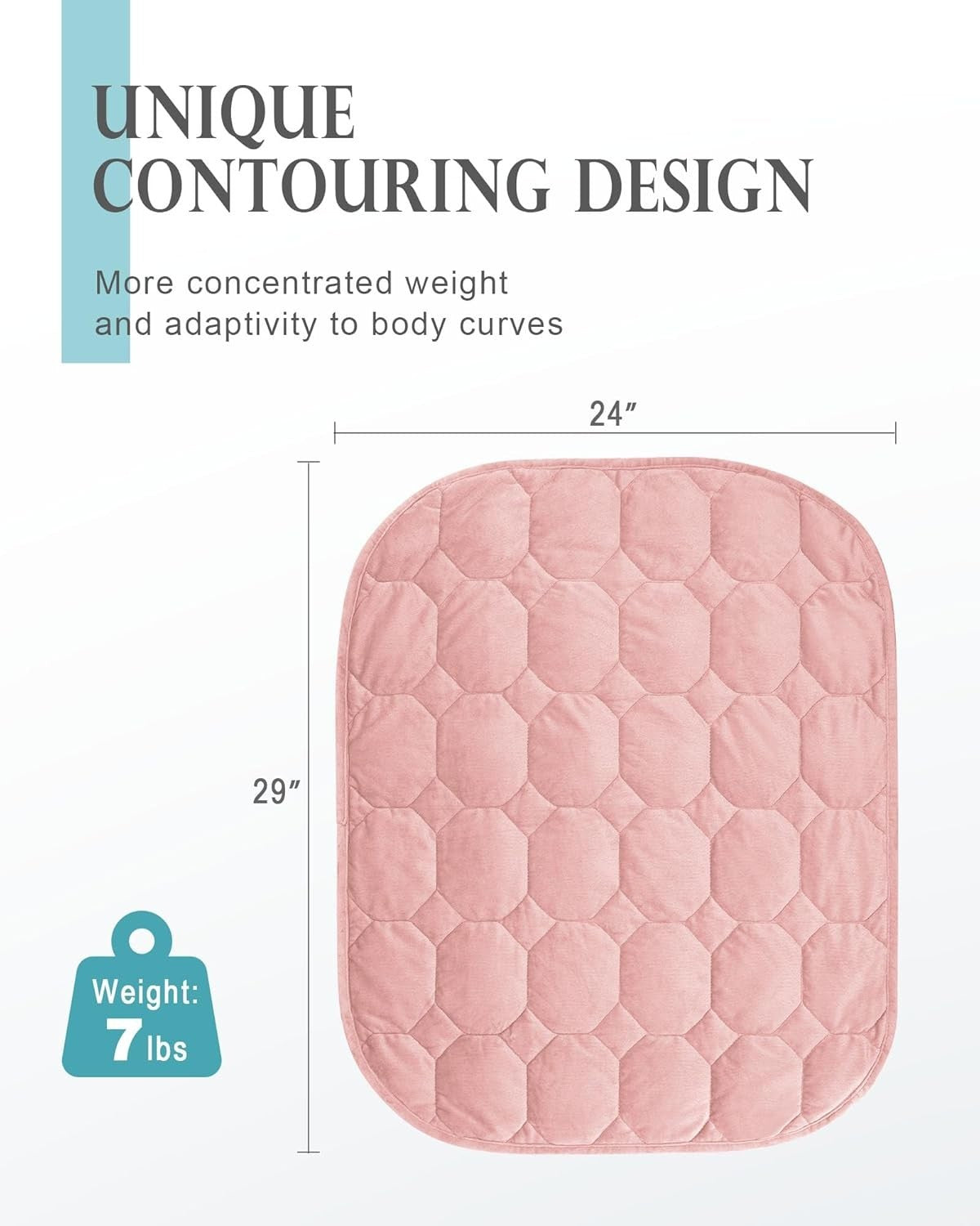 7lbs Weighted Lap Blanket Dull Pink 29x24" Crystal Velvet for Travel & Relax