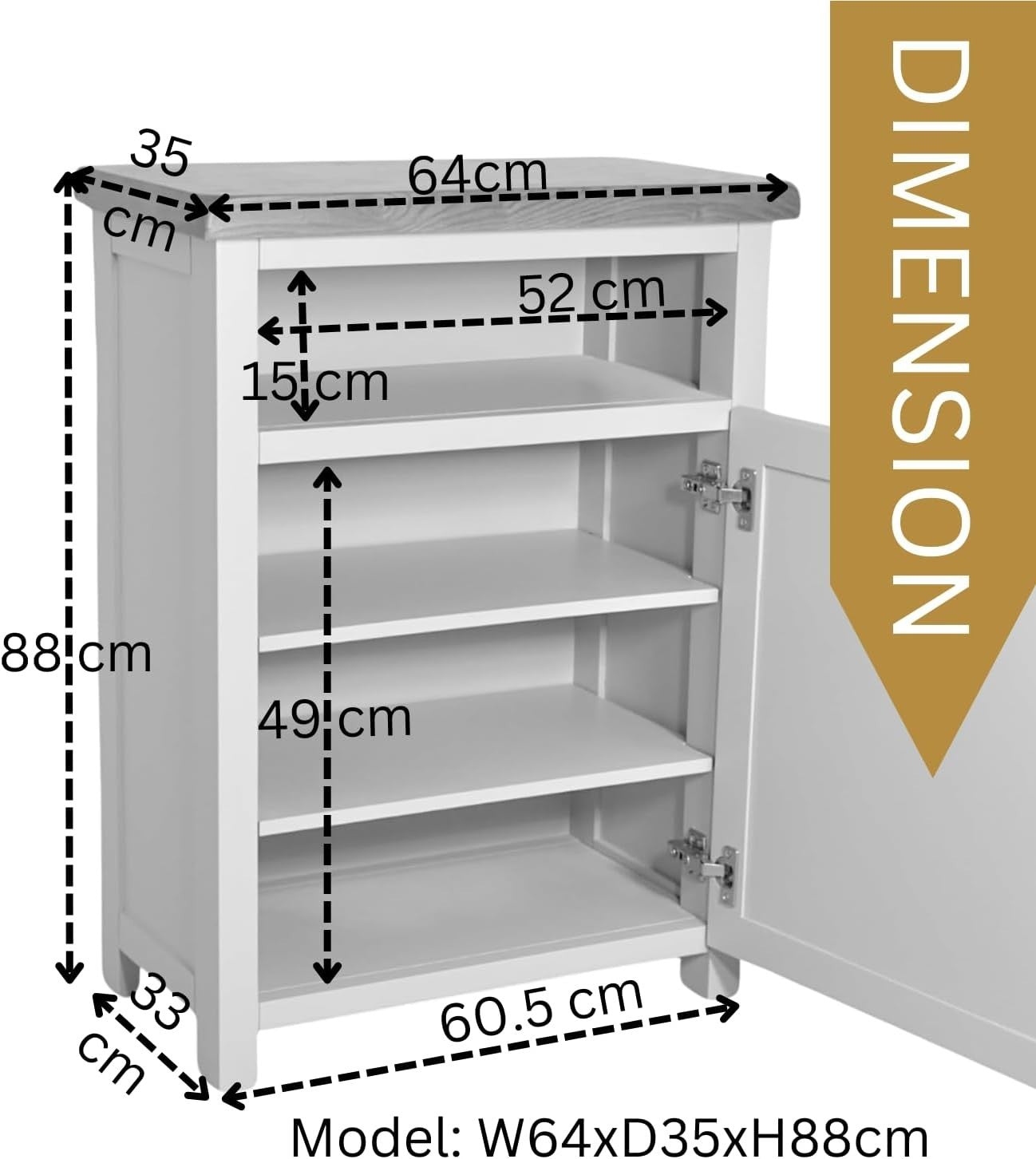 Ready Assembled Oak Shoe Cabinet Hallway Storage Unit Cupboard 64x35x88cm