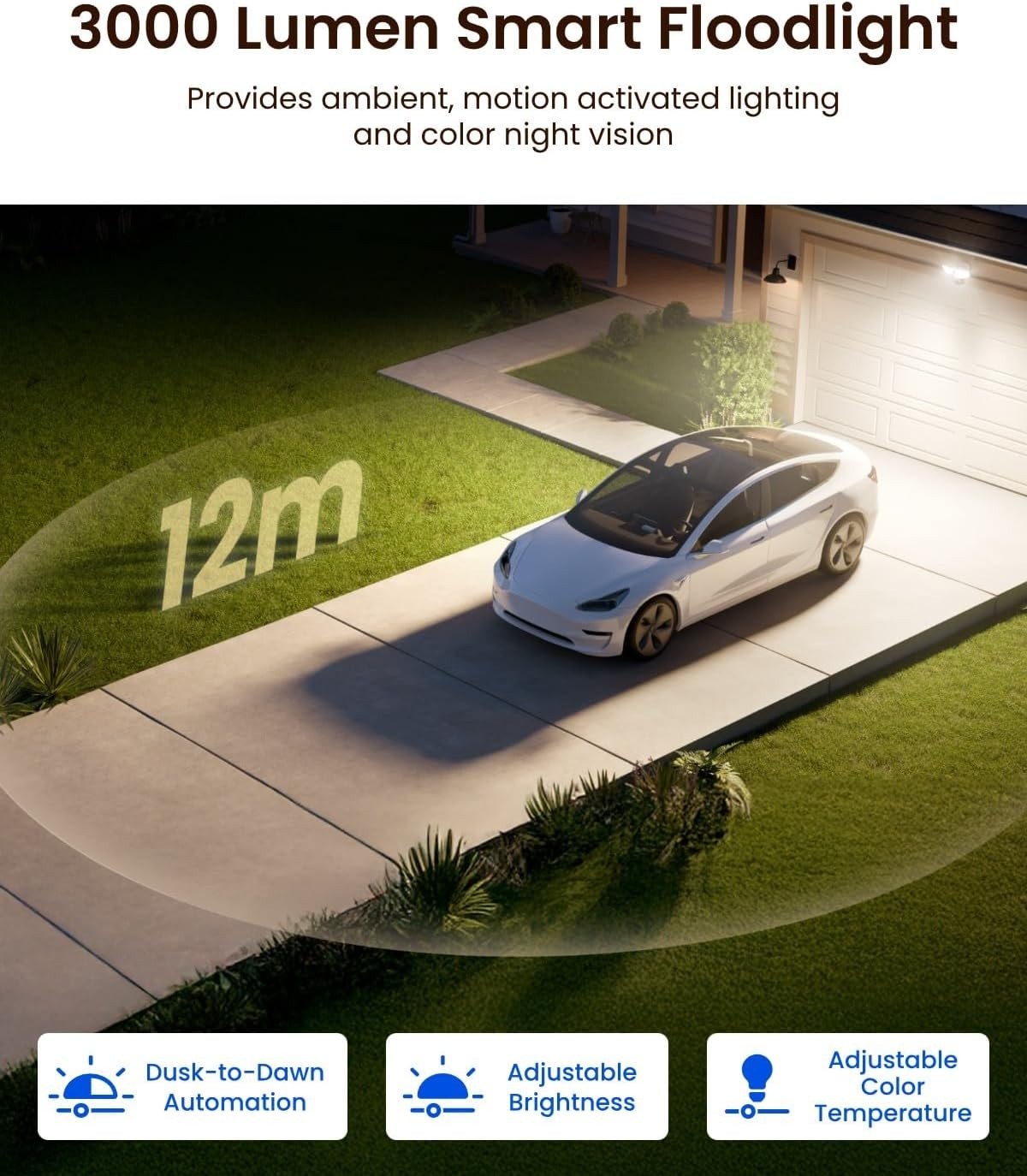4K PTZ Floodlight Security Camera WiFi 6 Auto Tracking 360° AI Zoom
