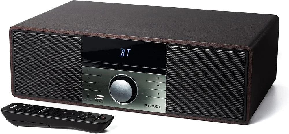 Compact Hi-Fi System CD Player DAB+ Bluetooth USB FM Radio Walnut