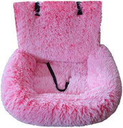 Pink Plush Dog Car Seat Bed Travel Booster Non Slip Pet Bed 60x60cm