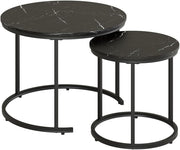 Modern Nesting Coffee Table Set Black Round Side End Tables Easy Assembly