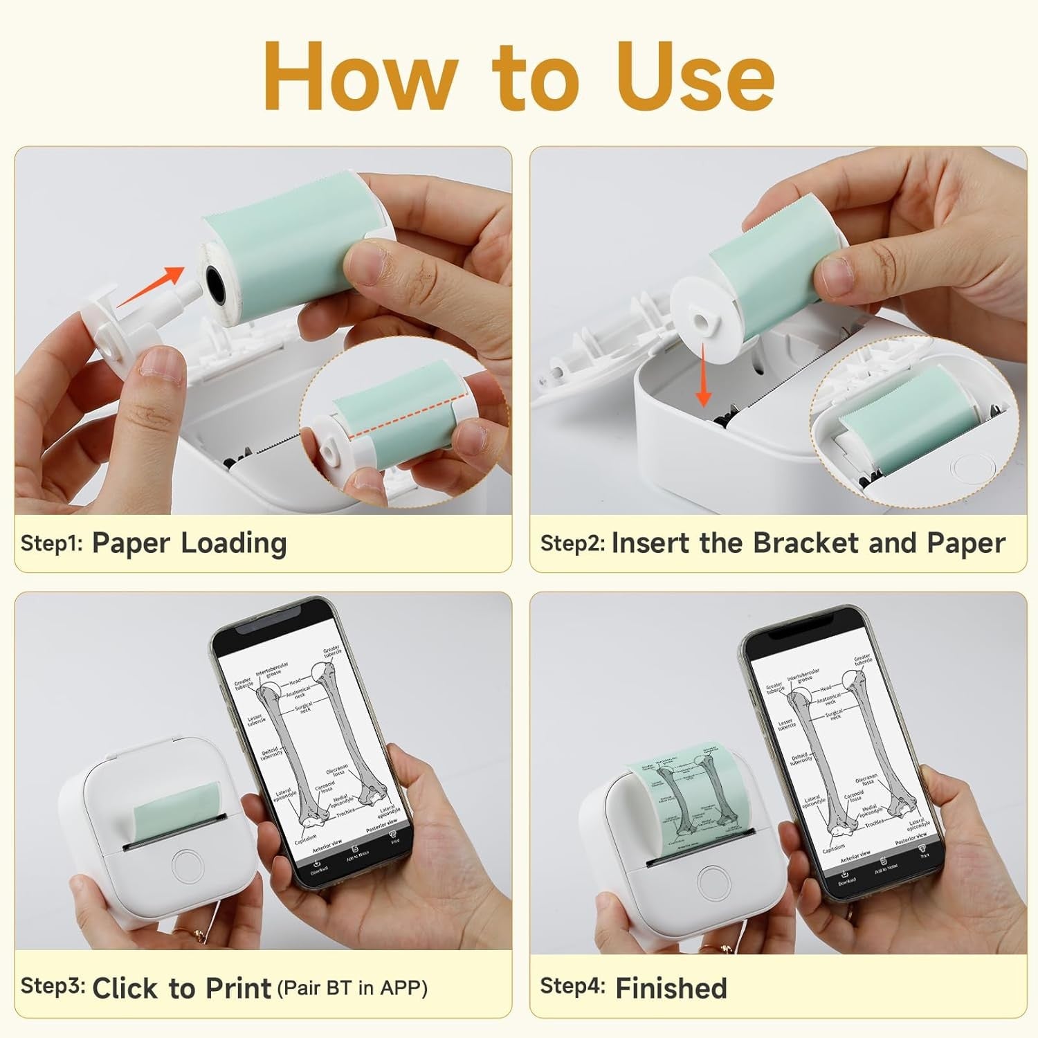 Mini Bluetooth Thermal Sticker Printer Inkless Portable Label