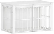 HEXCELEN Wooden Dog Crate White – Small/Medium Indoor Pet Cage & Side Table