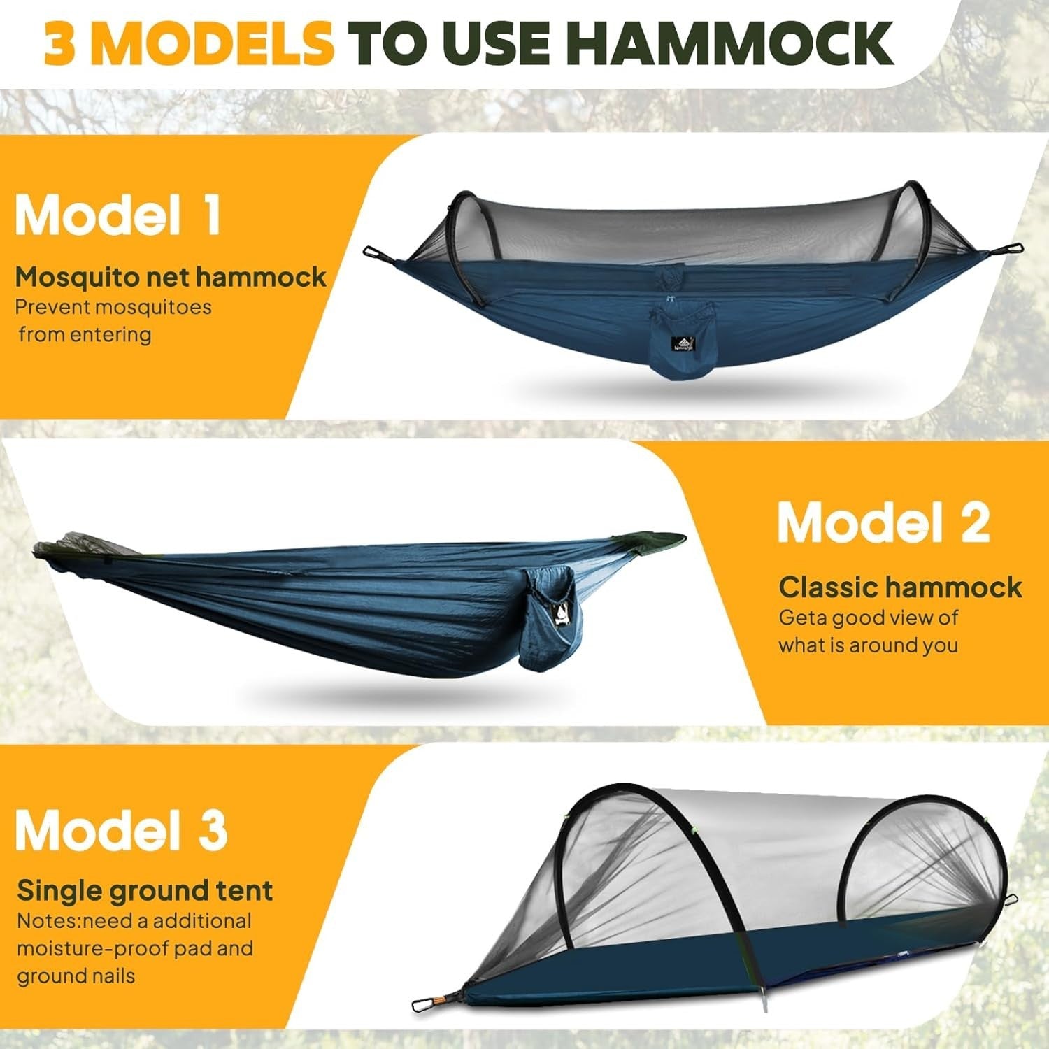 Ultralight Camping Hammock with Bug Net | 300kg Load | 2 Tree Straps