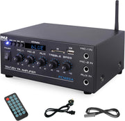40W Mini PA Amplifier Stereo Receiver AUX 2 Mic 70V 8 Ohm