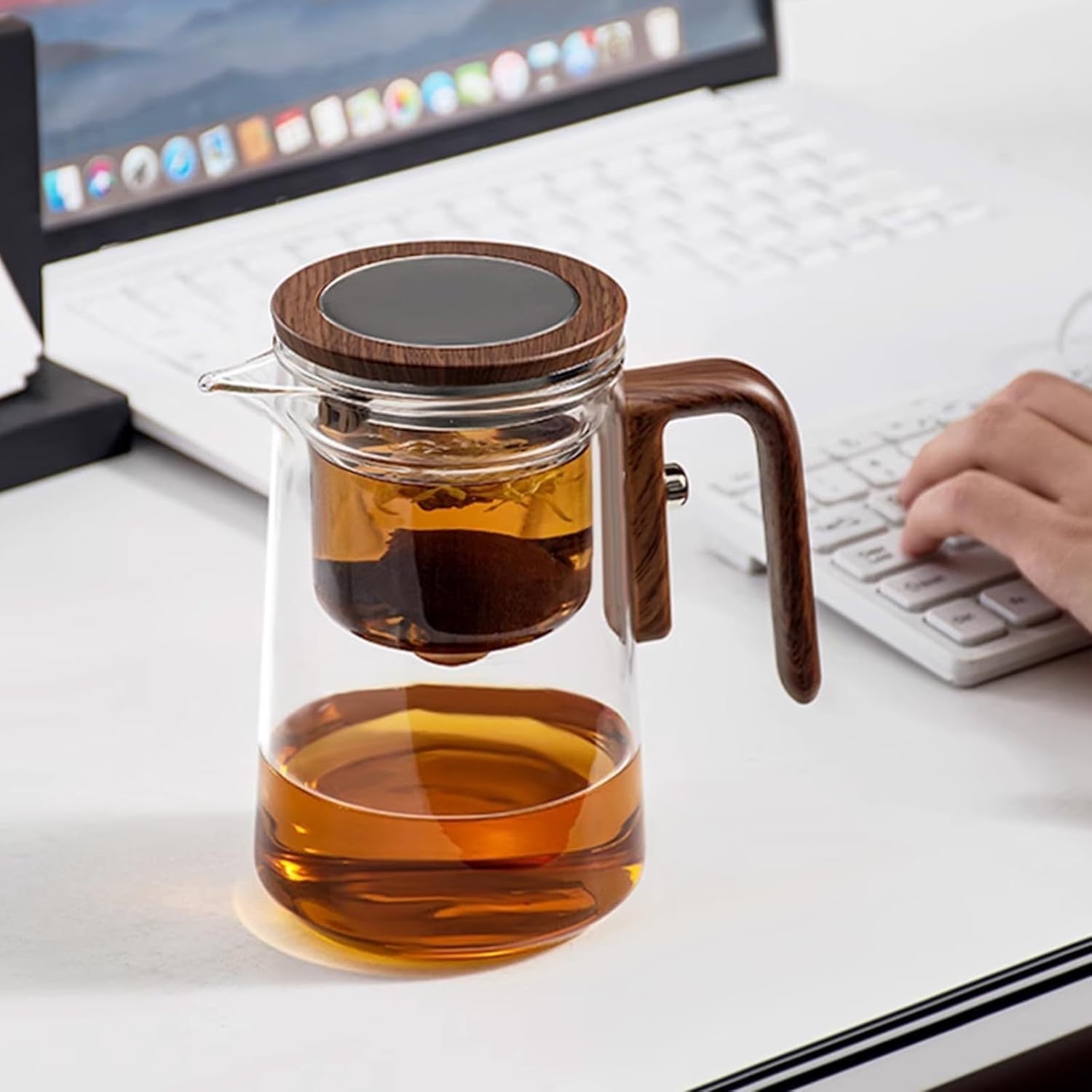 Glass Teapot with Infuser 800ml Tea Water Separation Tea Coffee Pot