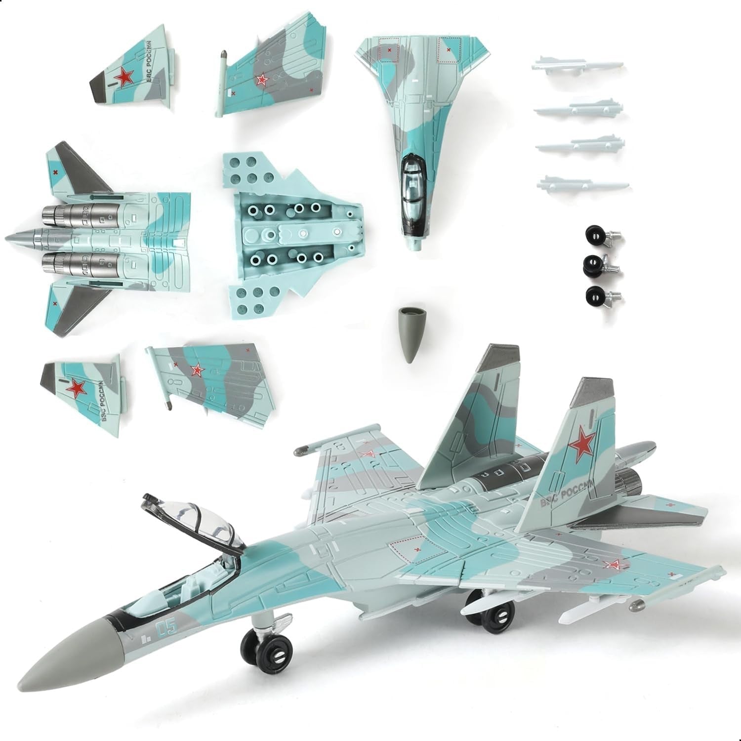 1:100 Scale SU-35S Fighter Jet Model Kit – Realistic Build, Moveable Parts