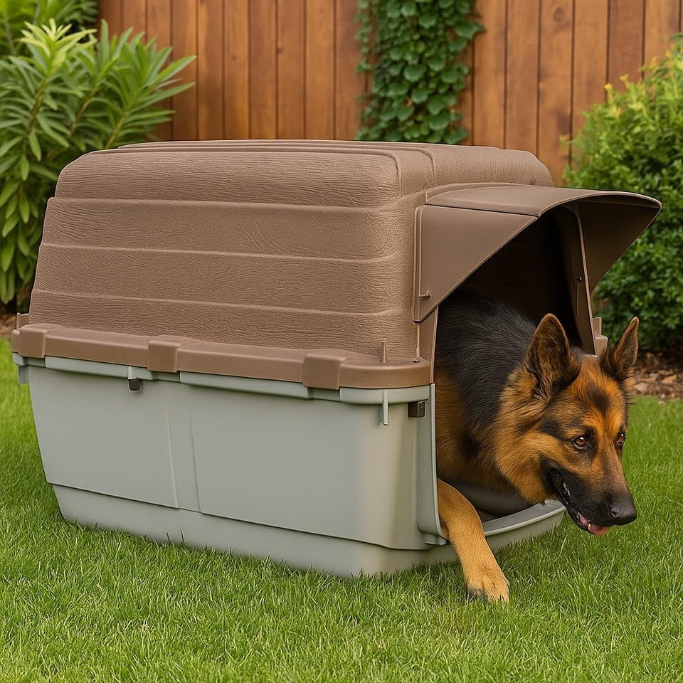 Weatherproof Medium Outdoor Plastic Dog Kennel Shelter – Durable & Spacious