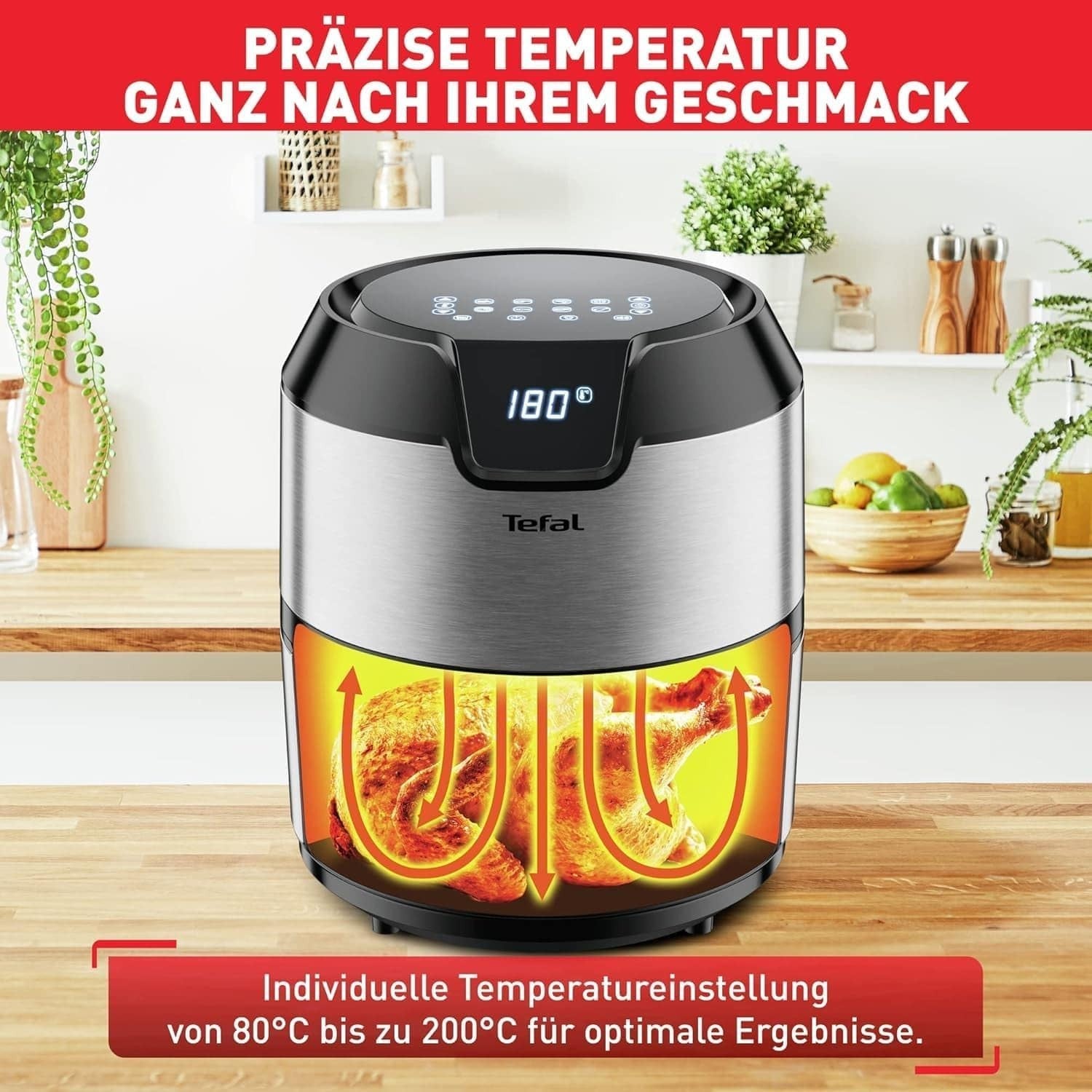 XL Air Fryer 4.2L 1500W Digital Touchscreen 6 Programs Grill Roast Bake