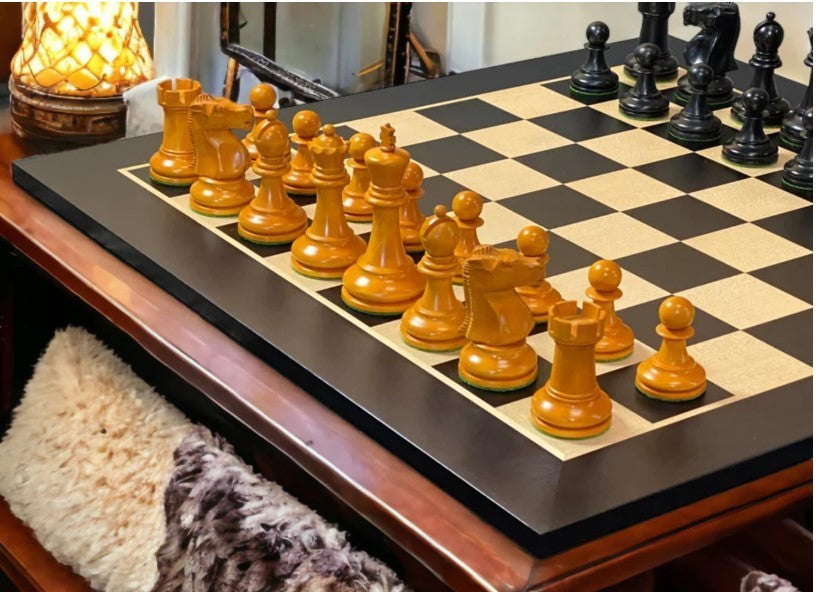 Luxury 20" Wooden Chess Set with Antique Pieces & Storage Vinyl Box
