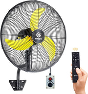 24" Wall Mount Industrial Fan – 4Speed Waterproof Oscillating Cooling for Garage
