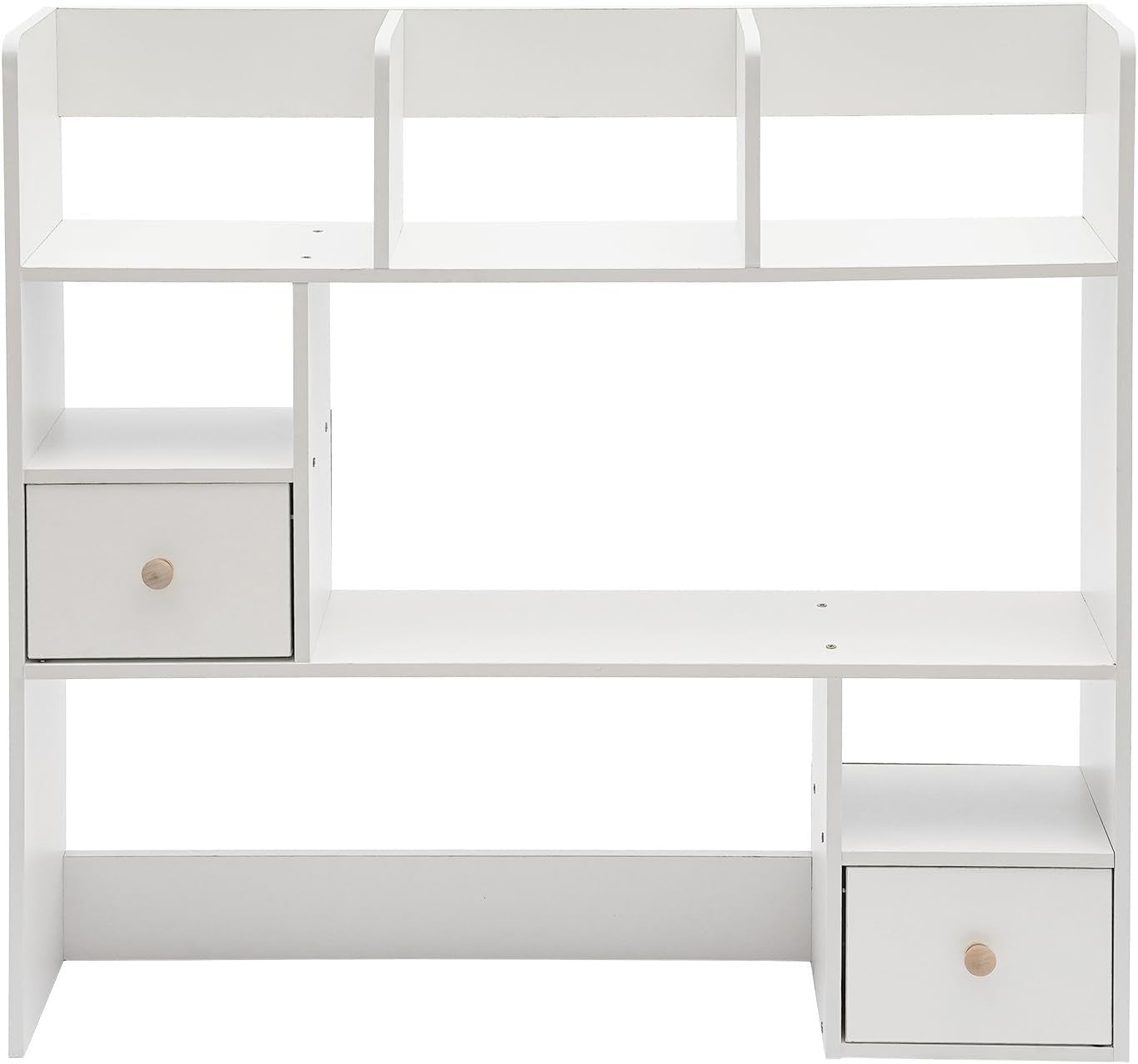 Adjustable Expandable Desktop Bookshelf 5-Tier Storage Organizer White