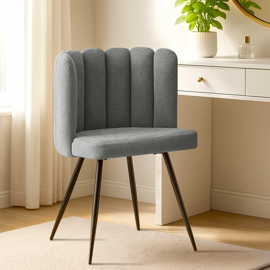 Grey Velvet Tub Chair Upholstered Accent Armchair with Metal