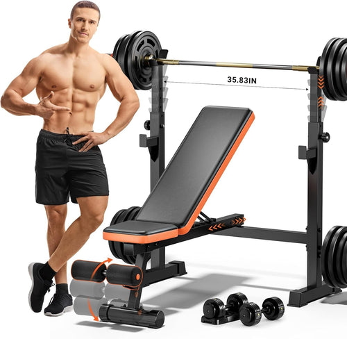 Olympic Weight Bench Press With Squat Rack 770lb Adjustable Home Gym