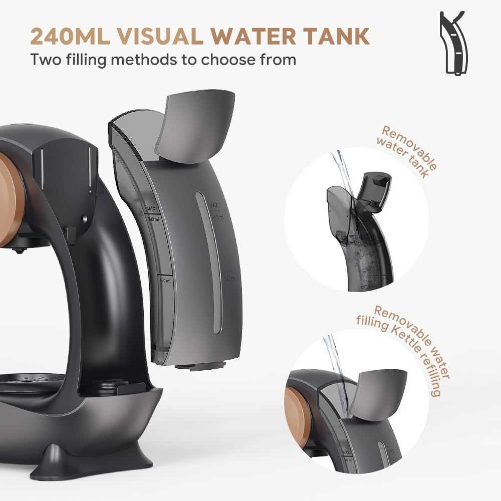 Single Serve Coffee Maker 2-in-1 Mini Brewer for Pods & Ground Coffee, 240ml
