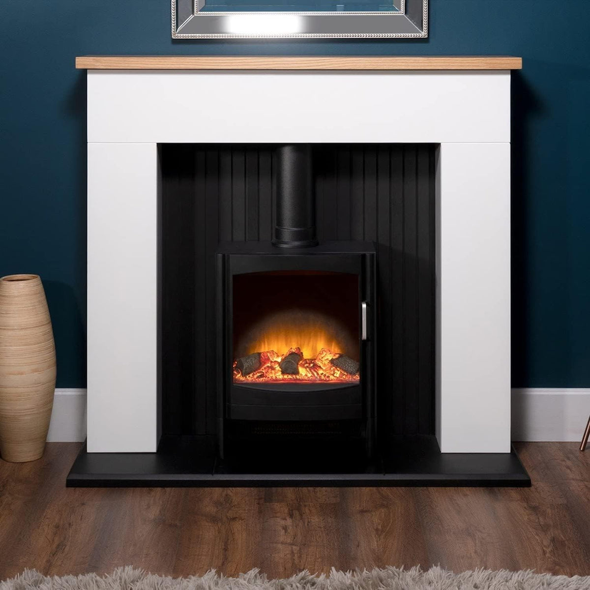 Electric Log Burner Stove Freestanding Heater with Realistic Flame Effect