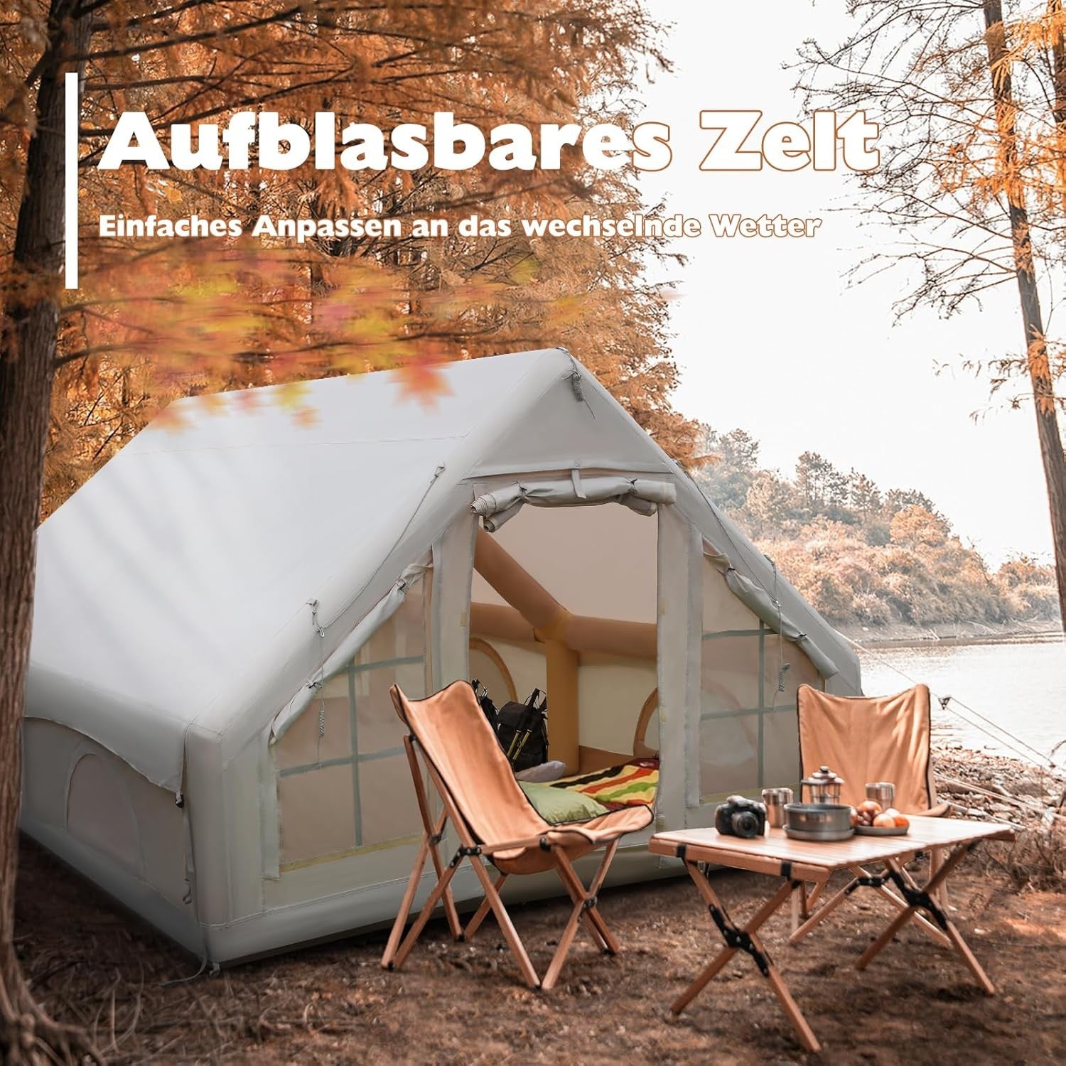 2-8 Person Inflatable Camping Tent 4 Season Waterproof