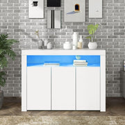 LED Sideboard Cabinet High Gloss White 3-Door Storage Unit with Lights