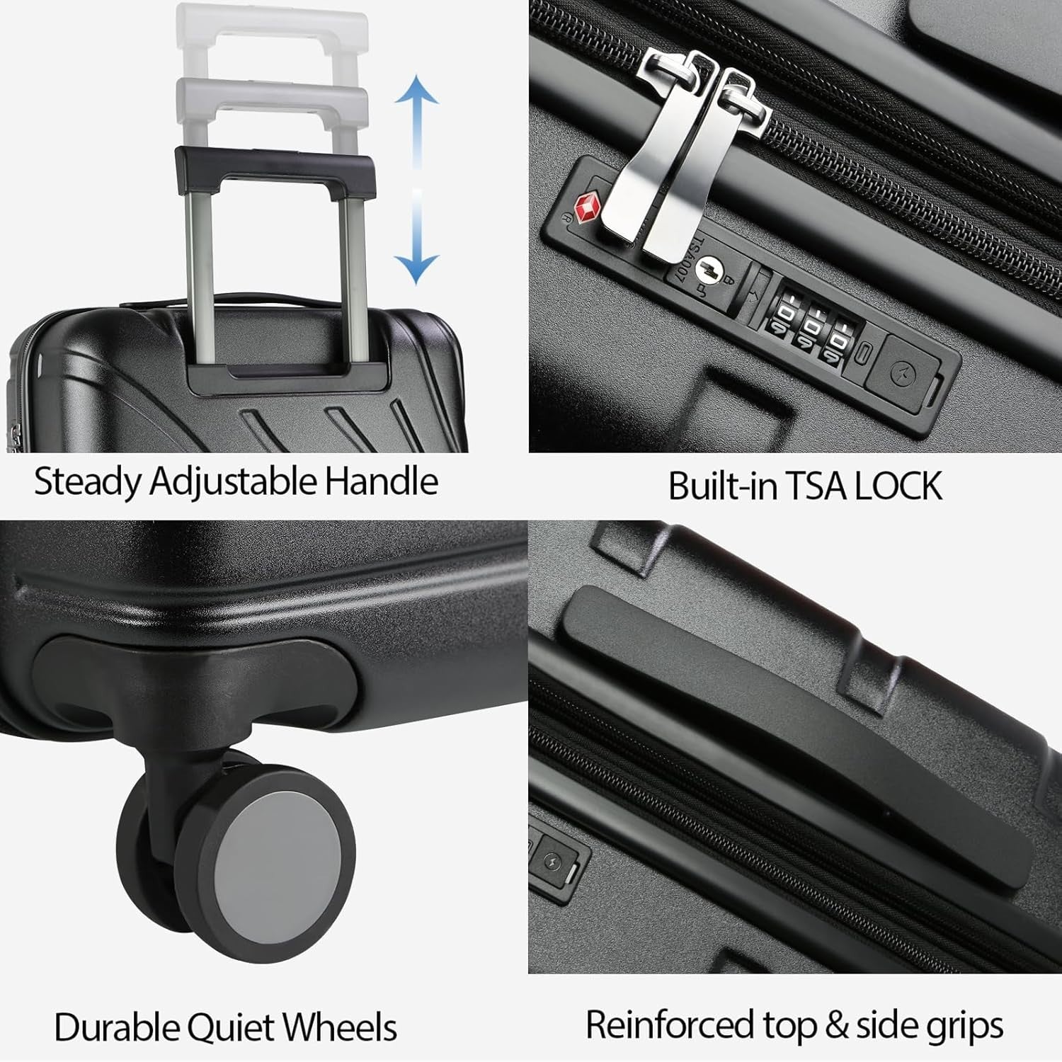 20 Inch Carry On Suitcase Lightweight PC Hard Shell Spinner TSA Lock