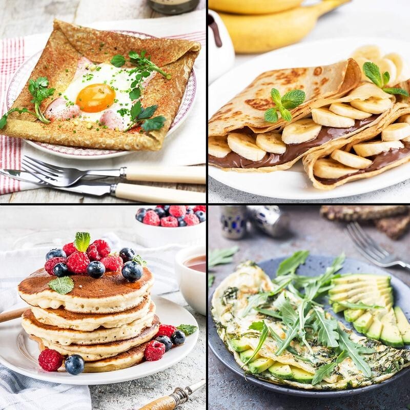 Duronic 1300W Crepe Maker PM131 Non-Stick Pancake Griddle Hot Plate + Utensils