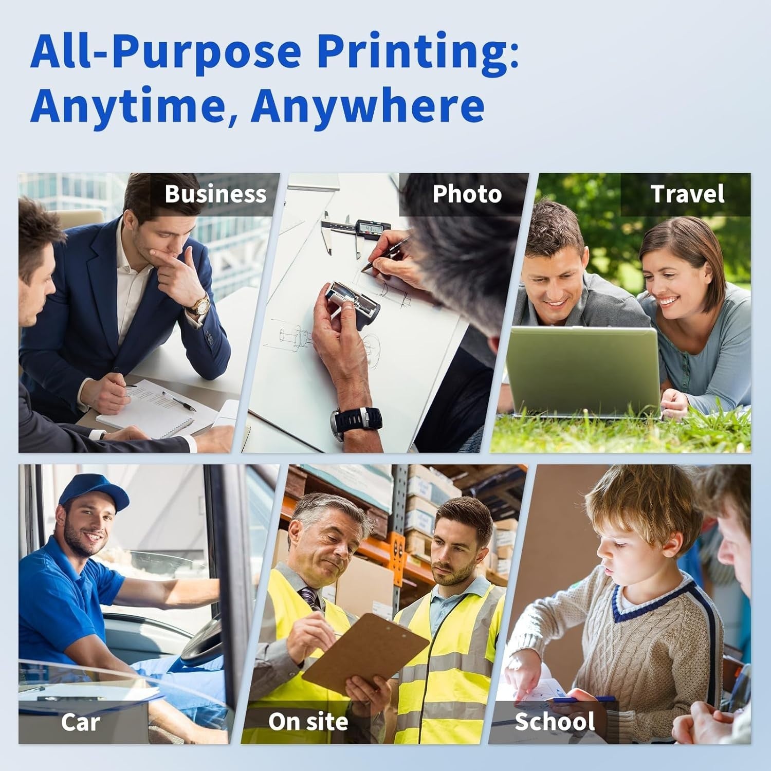Portable Wireless Thermal Printer White | Inkless, A4, Bluetooth, Travel