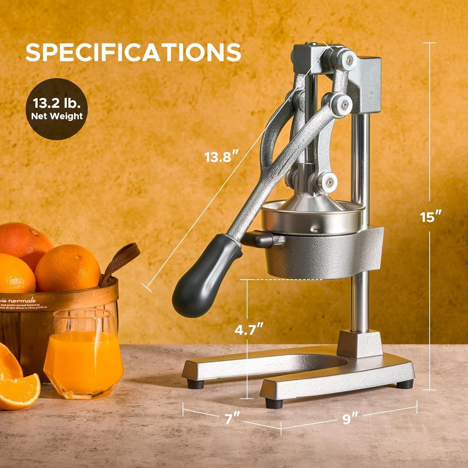 Heavy Duty Manual Citrus Press Cast Iron Juicer Orange Lemon Lime