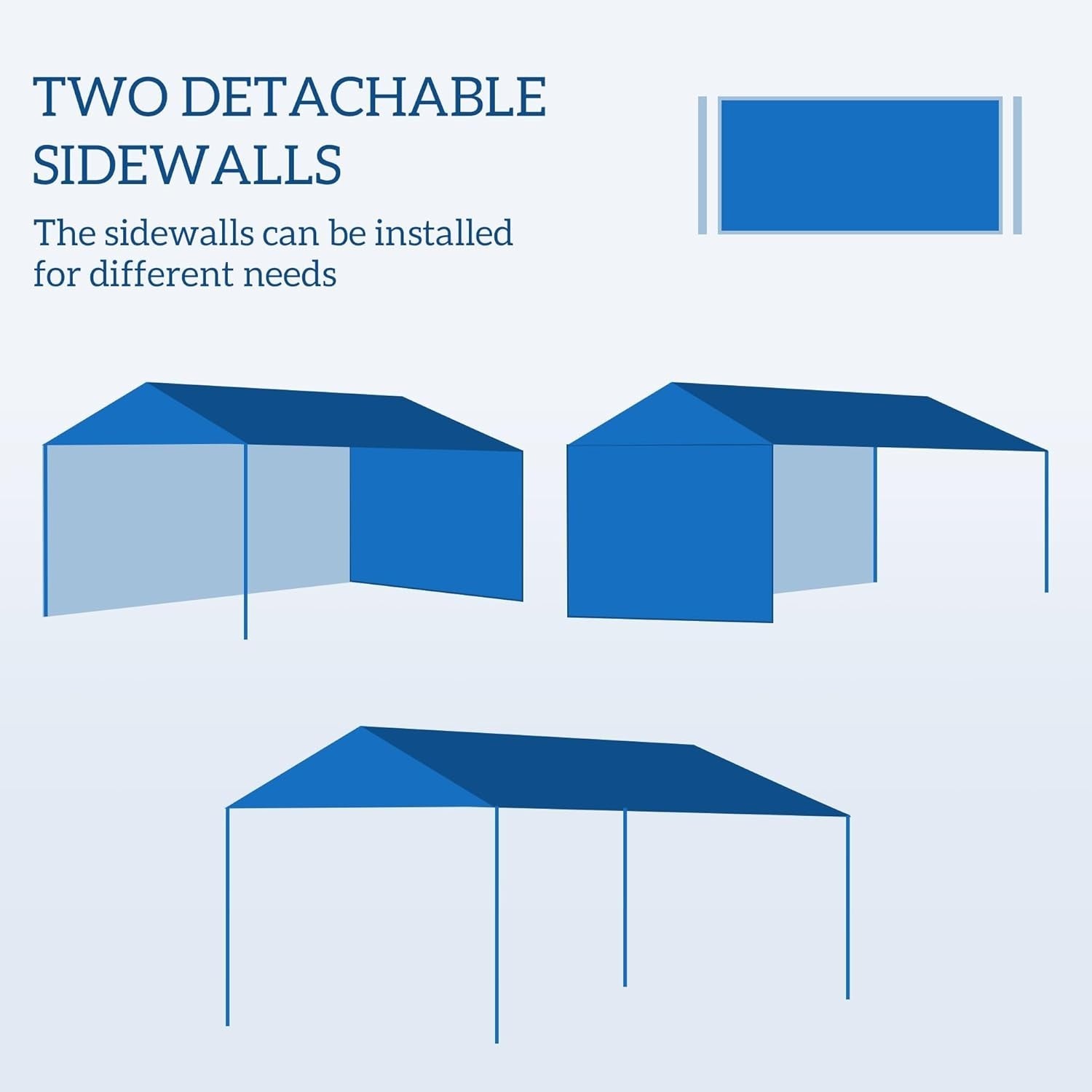 3x4m Garden Gazebo Party Tent w/ 2 Sidewalls Blue Steel Frame Outdoor