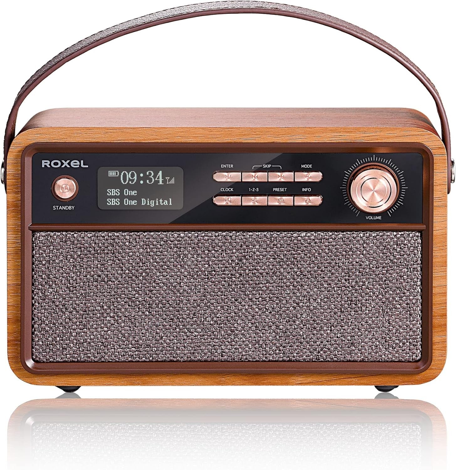 Walnut Retro DAB FM Radio Bluetooth Speaker Alarm Clock Rechargeable