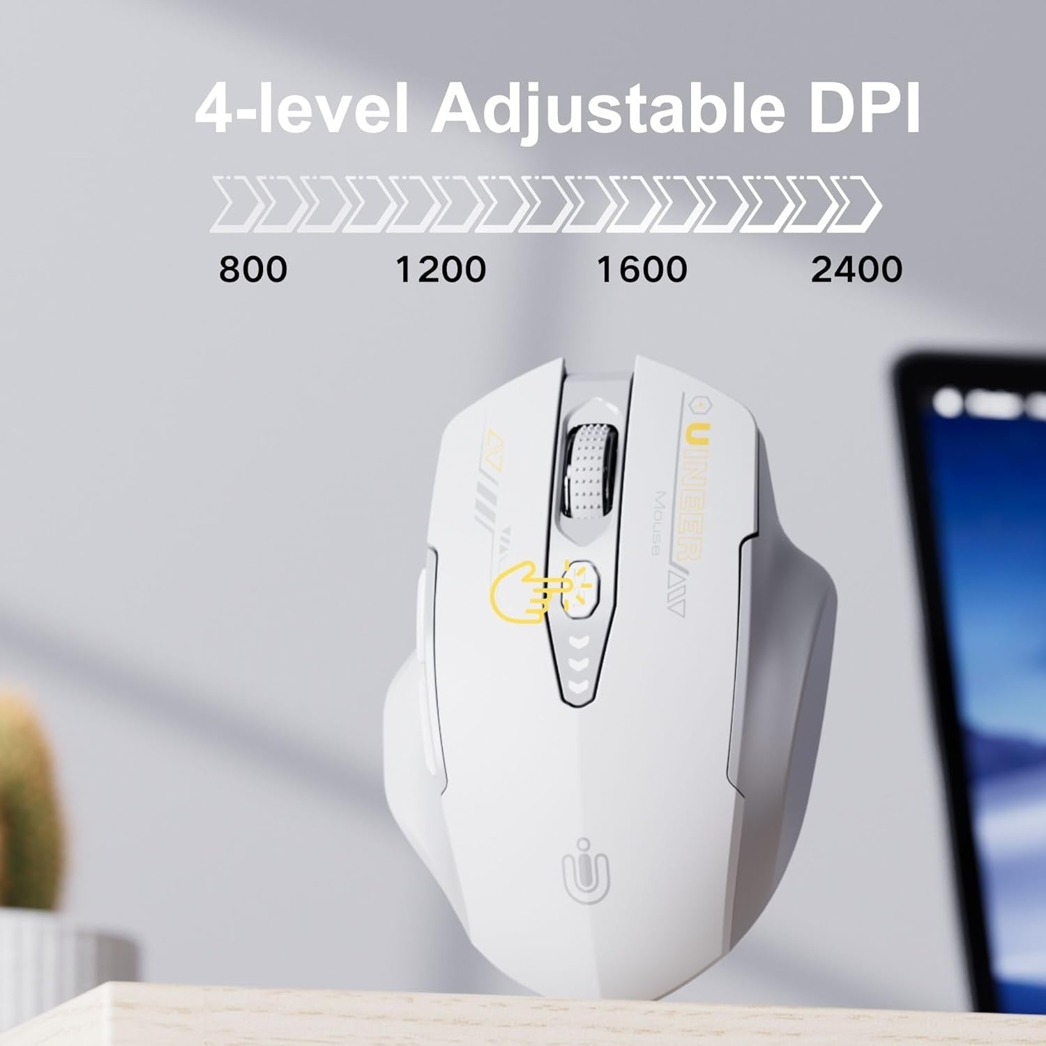 Rechargeable Wireless Mouse Battery Display Adjustable DPI USB Laptop Office