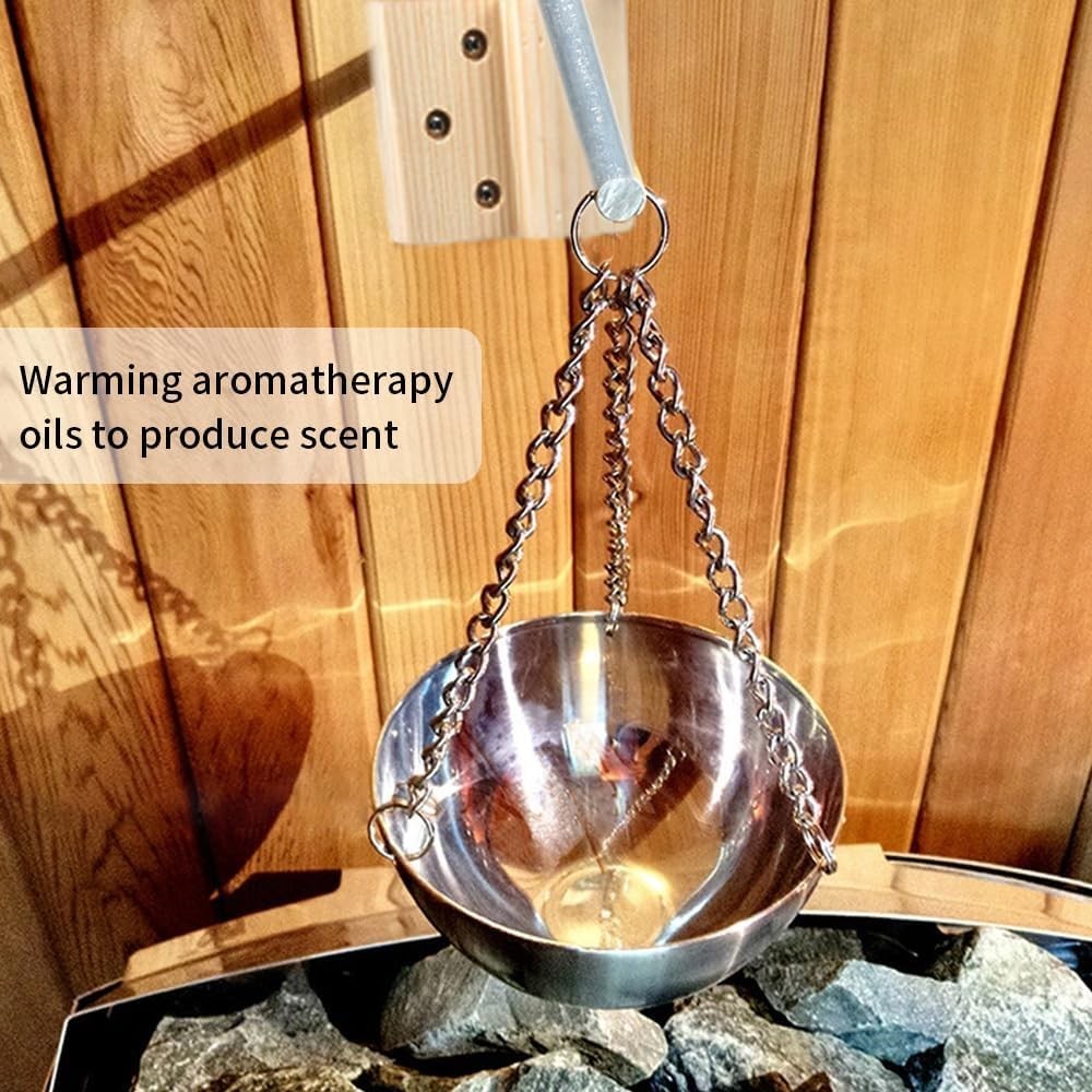 20cm Stainless Steel Sauna Aroma Bowl w/ Adjustable Swing Arm – Wall Mount