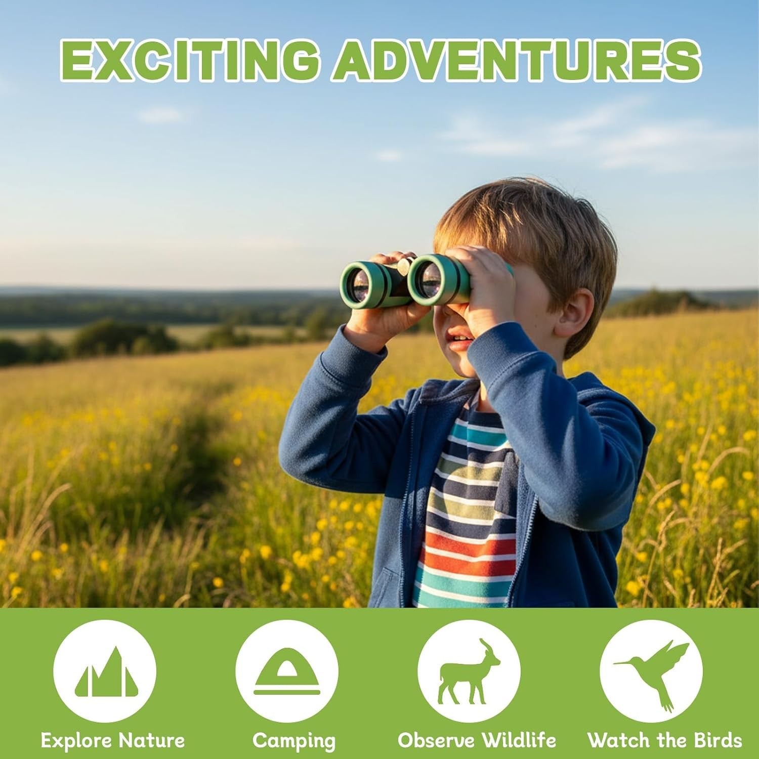 Kids Exploration Binoculars Set 4-Pack Lightweight Outdoor Adventure Toys