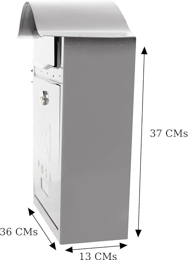 Wall Mounted Lockable Post Box Waterproof Aluminium Mailbox Secure Stylish