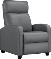 Grey PU Leather Recliner Armchair Adjustable Sofa Chair for Home Lounge