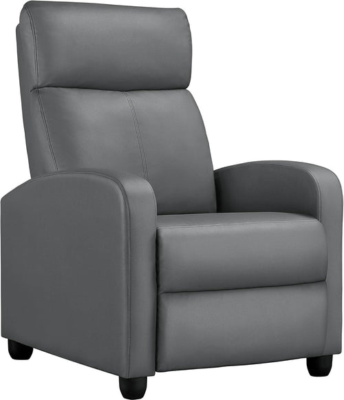 Grey PU Leather Recliner Armchair Adjustable Sofa Chair for Home Lounge